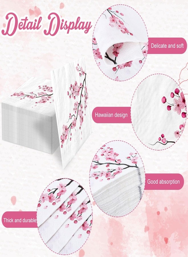 JarThenaAMCS مناديل ورقية من JarThenaAMCS، 80 قطعة، بنقشة زهر الكرز، لون وردي، للاستخدام مرة واحدة، مناسبة لفصلي الربيع والصيف، مثالية للغداء والعشاء، وحفلات الزفاف، وأعياد الميلاد، وحفلات استقبال المولود. - Image 3